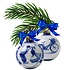 Heinen Delftware Set van 2 Delfts blauw gedecoreerde kerstballen 7cm Kuspaar  en Fiets