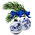 Heinen Delfts blauw Set mit 2 Delfter-blauen, dekorierten Weihnachtskugeln, 7 cm, Motiv: Blüte und Fahrrad