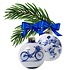 Heinen Delftware Set van 2 Delfts blauw gedecoreerde kerstballen 7cm Bloesem  en Fiets