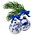 Heinen Delfts blauw Set mit 2 Delfter-blauen, dekorierten Weihnachtskugeln, 7 cm, Blüte und Pfau