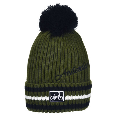 Robin Ruth Fashion Short Hat Amsterdam with Ball - Green (black and white)