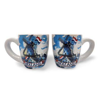 Typisch Hollands Espresso mugs - Gift set of 2 cups Holland - Delft blue