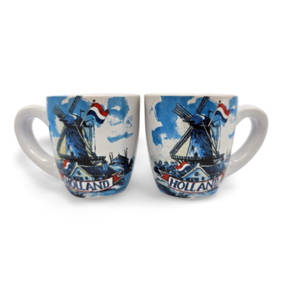 Typisch Hollands Espresso mugs - Gift set of 2 cups Holland - Delft blue