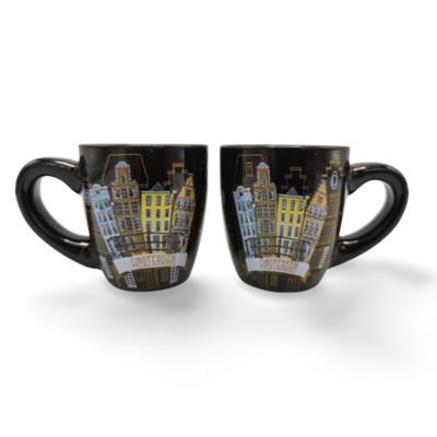 Typisch Hollands Espresso mugs - Gift set 2 cups facade houses Amsterdam