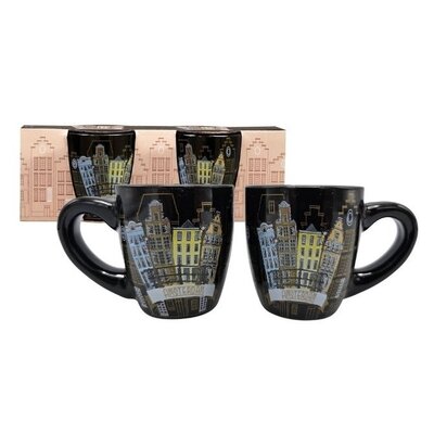 Typisch Hollands Espresso mugs - Gift set 2 cups facade houses Amsterdam