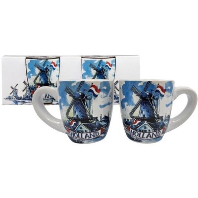 Typisch Hollands Espresso mugs - Gift set of 2 cups Holland - Delft blue