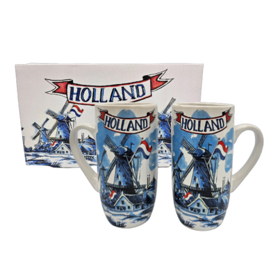 Typisch Hollands Geschenkset mit 2 Kaffeetassen - Holland -