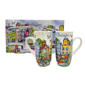 Ter Steege souvenirs Geschenkset van 2 koffiebekers - Amsterdam