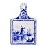 Heinen Delfts blauw Cheese board, small windmill, fisherman and cat by the waterside