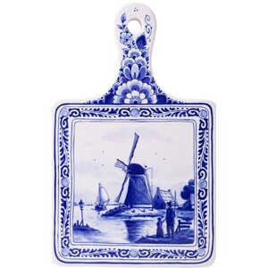 Heinen Delftware Käsebrett Delfter Blau - groß - Mühlen- und Wasserlandschaft