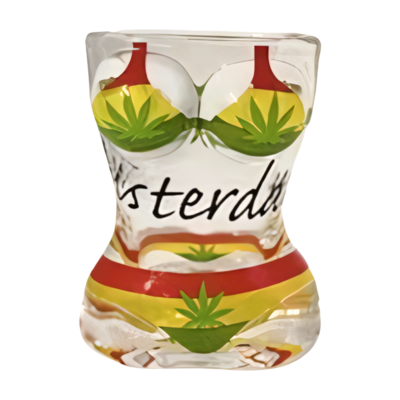 TTD Gifts Schnapsglas-Bikini – Dame – Cannabis – Rasta