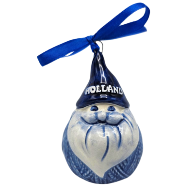 Typisch Hollands Kerstornament kerstman gebreide trui Delfts-blauw