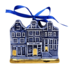 Matix Kerstornament 3 huisjes  Delfts-blauw met goud