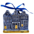 Matix Kerstornament 3 huisjes  Delfts-blauw met goud