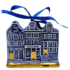 Typisch Hollands Kerstornament 3 huisjes  Delfts-blauw met goud