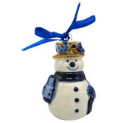 Typisch Hollands Weihnachtsschmuck Schneemann Delfter Blau mit Gold