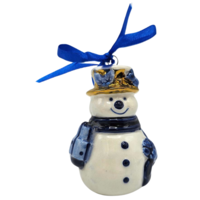 Matix Weihnachtsschmuck Schneemann Delfter Blau mit Gold
