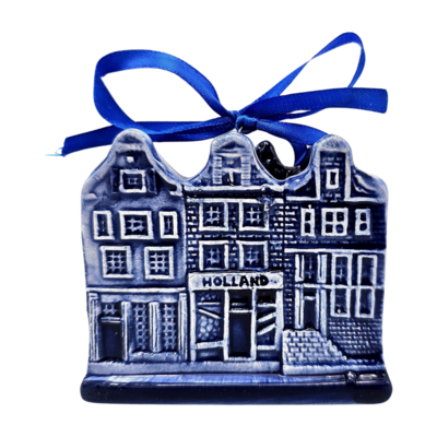 Matix Christmas ornament 3 houses Delft blue