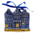 Matix Kerstornament 3 huisjes  Delfts-blauw met goud