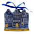 Matix Kerstornament 3 huisjes  Delfts-blauw met goud