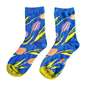Holland sokken Damensocken - Tulpen (blau) Größe 36-41