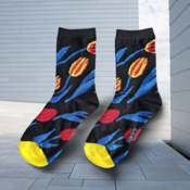 Holland sokken Women's socks - Tulips (black with yellow toe) Size 36-41