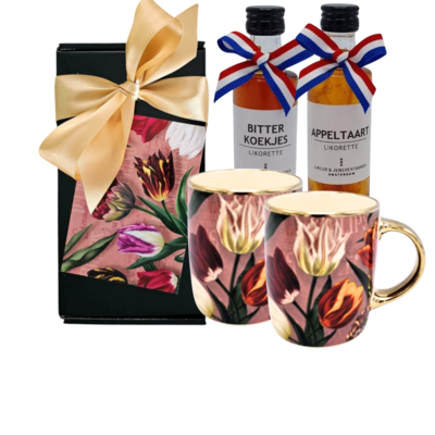 Typisch Hollands Geschenkdoos Mokken 2 stuks (met 2 koffie-likorettes)