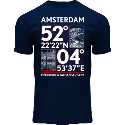 Holland fashion T-Shirt - Dark Blue (Navy) Amsterdam - Topography