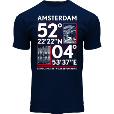 Holland fashion T-Shirt- Donkerblauw (Marine)  Amsterdam  - Topography