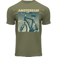 Holland fashion T-Shirt - Amsterdam Bike photo - Army -retro