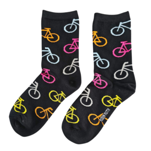 Typisch Hollands Women's socks - Bicycles - Black with neon-colored bicycles