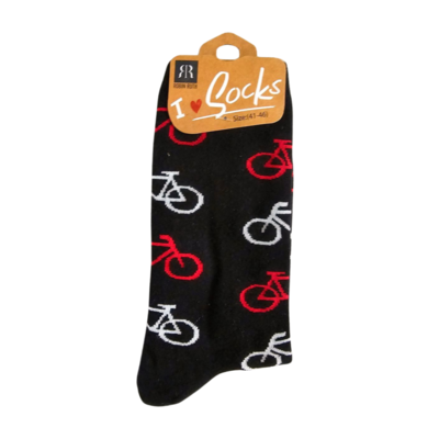 Holland sokken Herrensocken – Radfahren – Schwarze, weiße und rote Fahrräder