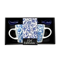TTD Gifts Geschenkbox Tassen mit Löffel - Tulpen - Delfter Blau