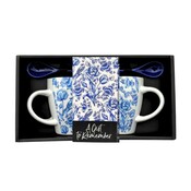 Typisch Hollands Geschenkbox Tassen mit Löffel - Tulpen - Delfter Blau