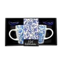 Typisch Hollands Geschenkdoos Mokken met lepel - Tulpen - Delfts blauw