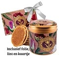 Matix Stroopwafels in a stylish tin with tulip decoration - foil, ribbon and matching card