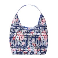 Robin Ruth Fashion Grote schoudertas Tas Amsterdam - Blauw - Bloemen