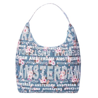 Robin Ruth Fashion Grote schoudertas Tas Amsterdam - Blauw-grijs - Bloemen