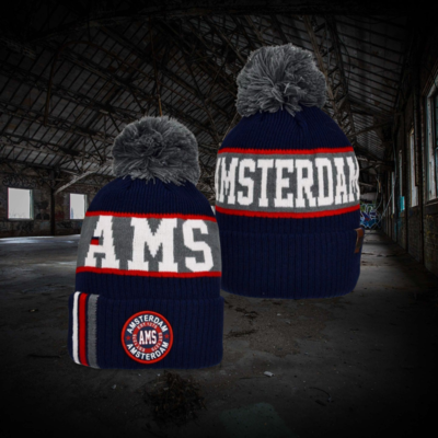 Typisch Hollands Korte Muts Amsterdam Blauw met Amsterdam patch