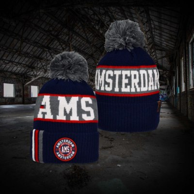 Typisch Hollands Kurzer Hut Amsterdam Blau mit Amsterdam-Aufnäher