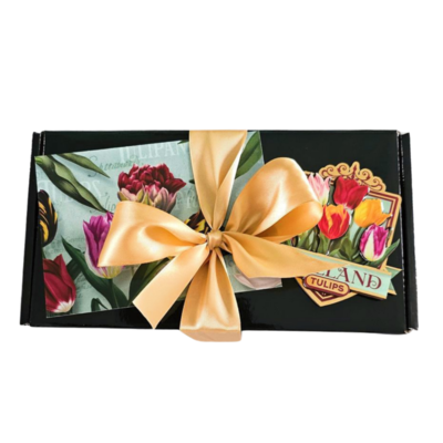 Matix Holland-Geschenkset – Stroopwafel-Becher und -Dose – Hübsche Tulpen – Grün in edler Geschenkbox