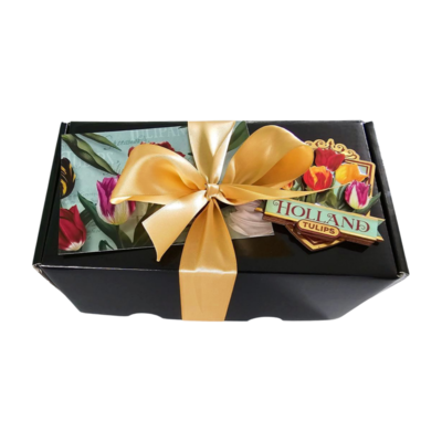 Typisch Hollands Holland cadeauset - Mok en blik stroopwafels -Pretty Tulips - Groen  in luxe geschenkdoos