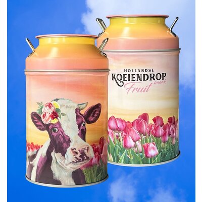 Typisch Hollands Milchkanne (Sparschwein) gefüllt mit fruchtiger Kuh-Lakritze.