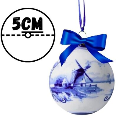 Heinen Delfts blauw Delfterblaue, verzierte Weihnachtskugel, 5 cm