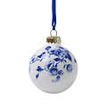 Heinen Delfts blauw Delfts blauw gedecoreerde kerstbal - Bloesemrank 5 cm