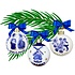 Matix Set mit 3 Delfter-blauen, dekorierten Weihnachtskugeln, 6 cm