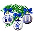 Matix Set mit 3 Delfter-blauen, dekorierten Weihnachtskugeln, 6 cm