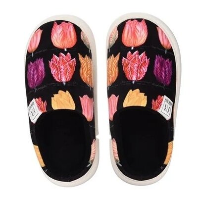 Robin Ruth Women's slippers - Black with Tulips size 38-39