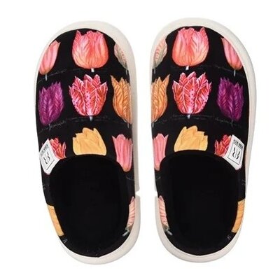 Robin Ruth Women's slippers - Black with Tulips size 40-41