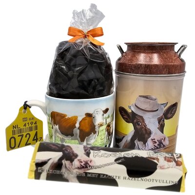 www.typisch-hollands-geschenkpakket.nl Gift package cows - Wiebe van der Zee (milk kiss) - Salt